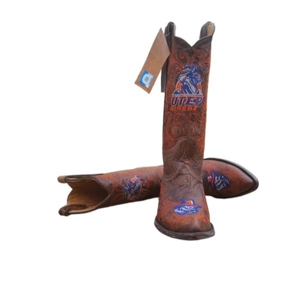 Gameday UTEP Miners Women’s Leather Cowboy Boots Size 8.5 NWT
